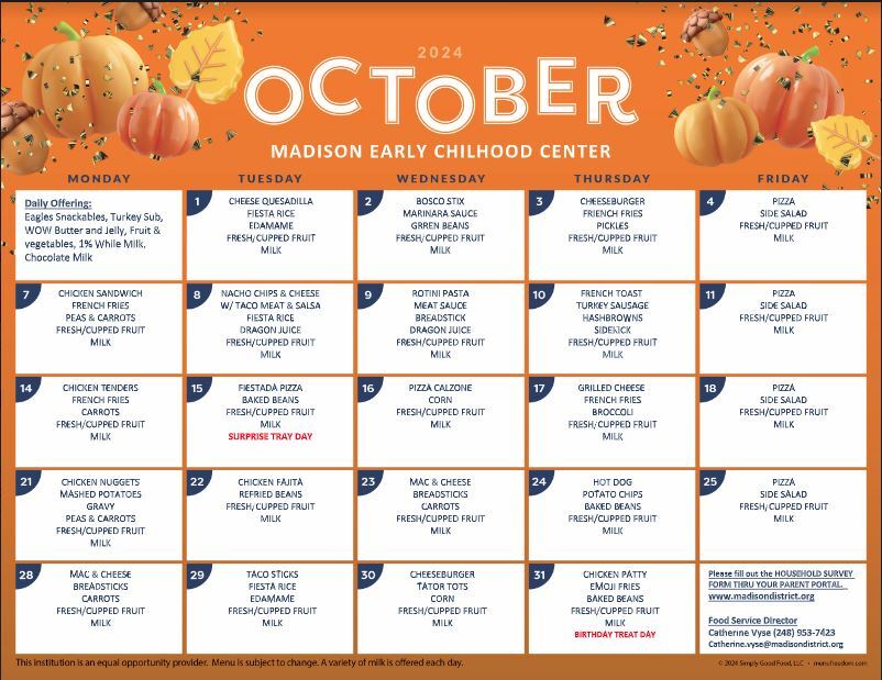 ECC October Menu